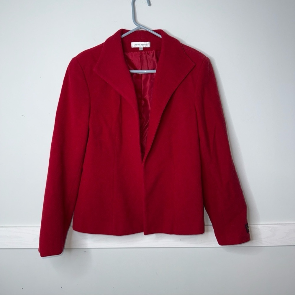 NWOT Harve Benard Vibrant Red Blazer Wool Cashmere Blend
